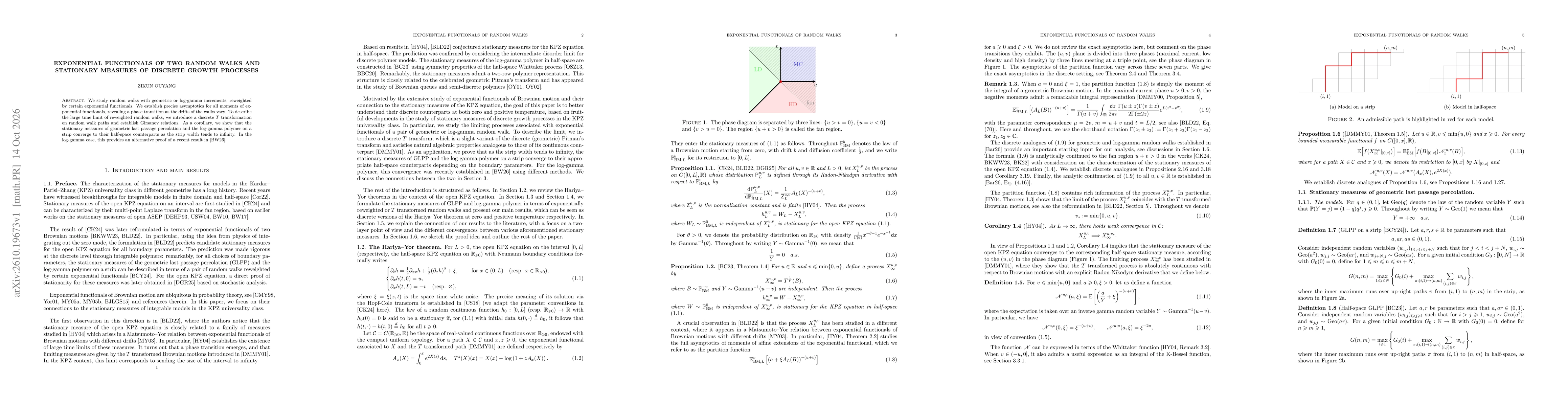 Thumbnail for Exponential functionals of two random walks and stationary measures of discrete growth processes