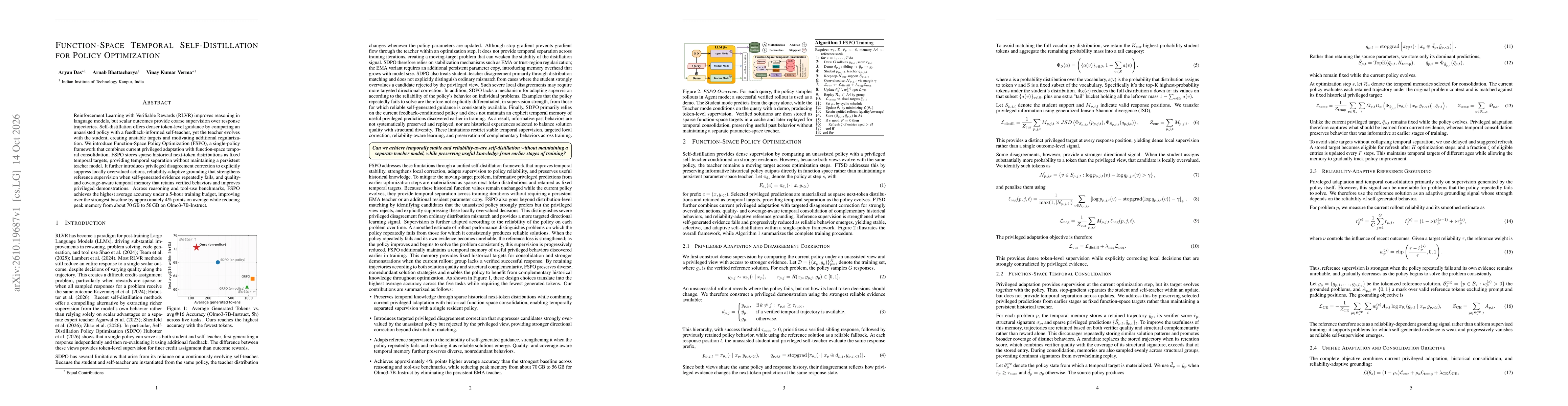 Thumbnail for Function-Space Temporal Self-Distillation for Policy Optimization