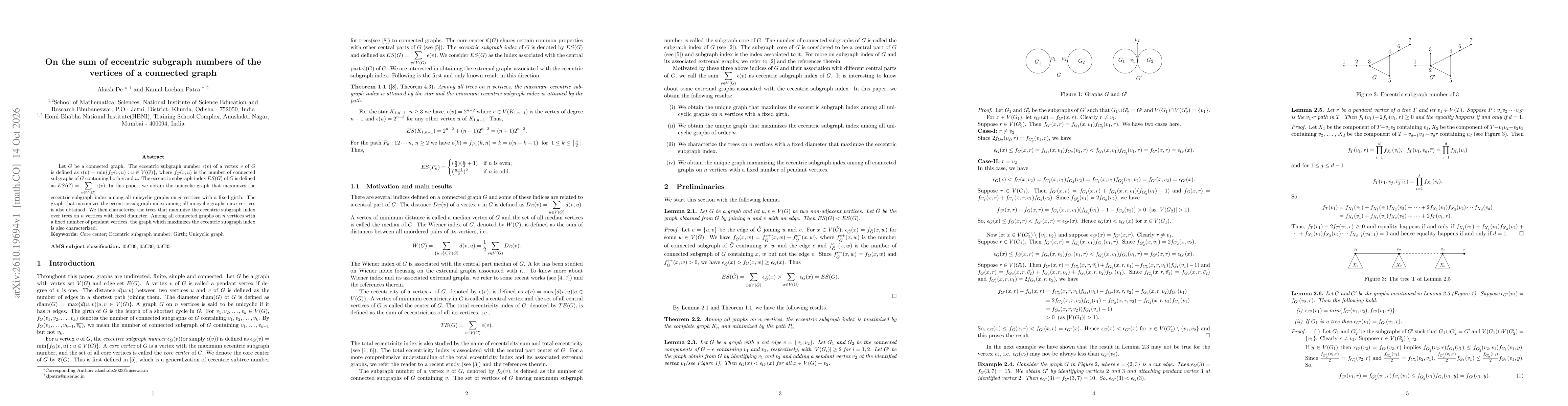 Thumbnail for On the sum of eccentric subgraph numbers of the vertices of a connected graph