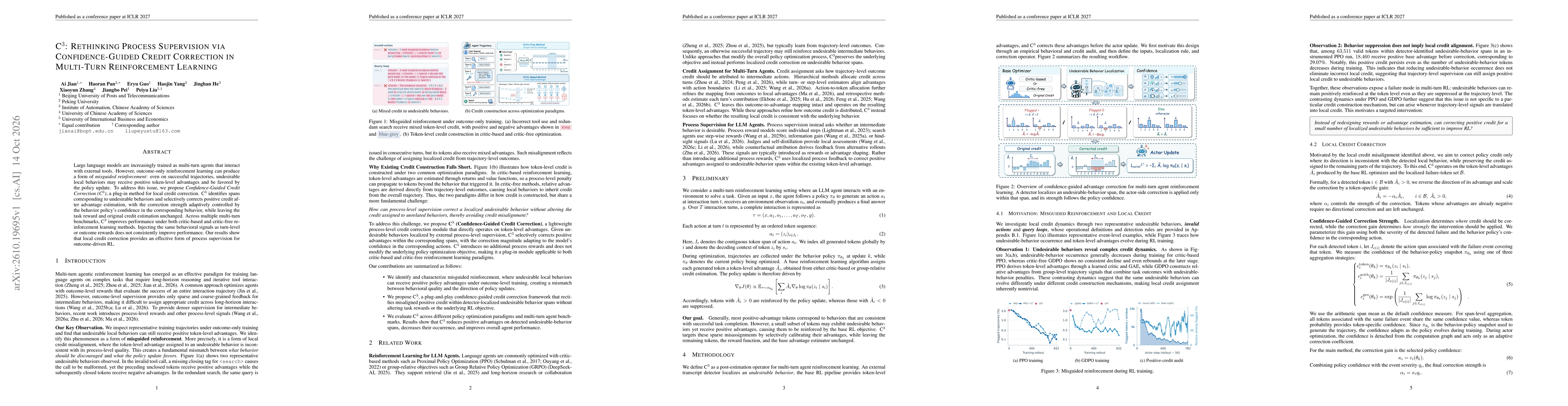 Thumbnail for C3: Rethinking Process Supervision via Confidence-Guided Credit Correction in Multi-Turn Reinforcement Learning