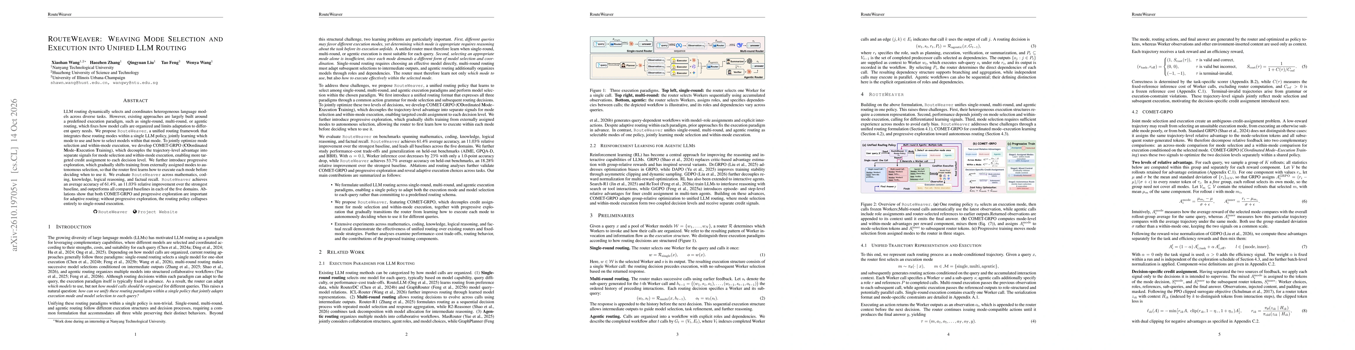 Thumbnail for RouteWeaver: Weaving Mode Selection and Execution into Unified LLM Routing