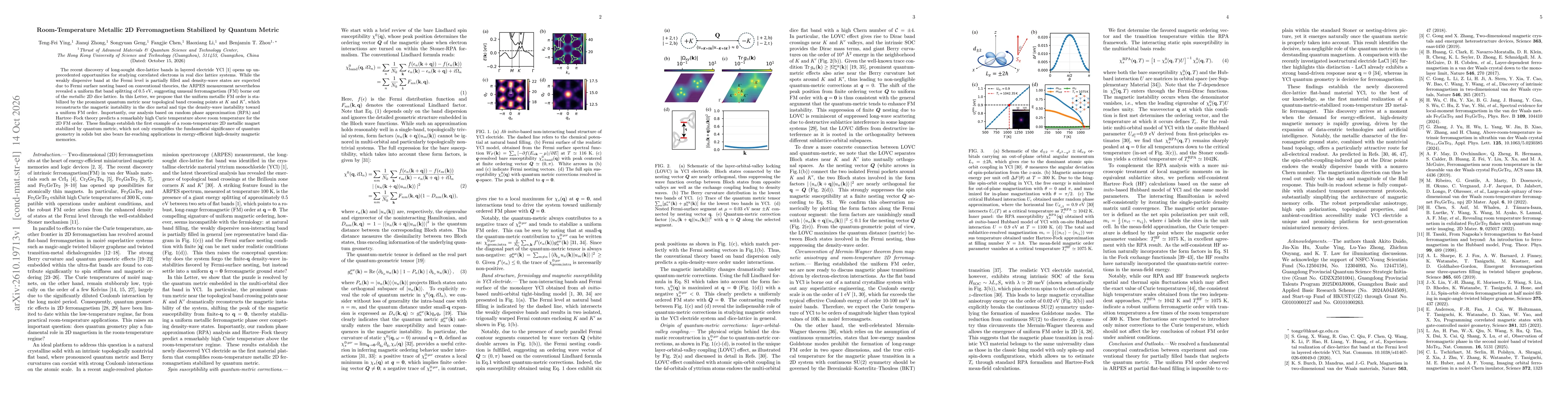Thumbnail for Room-Temperature Metallic 2D Ferromagnetism Stabilized by Quantum Metric