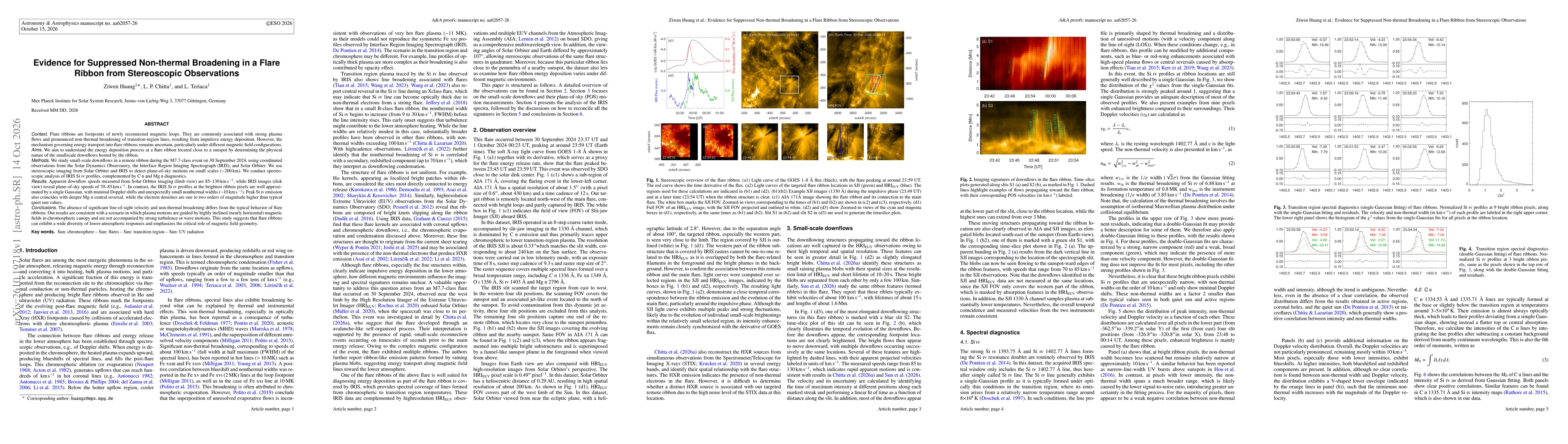 Thumbnail for Evidence for Suppressed Non-thermal Broadening in a Flare Ribbon from Stereoscopic Observations