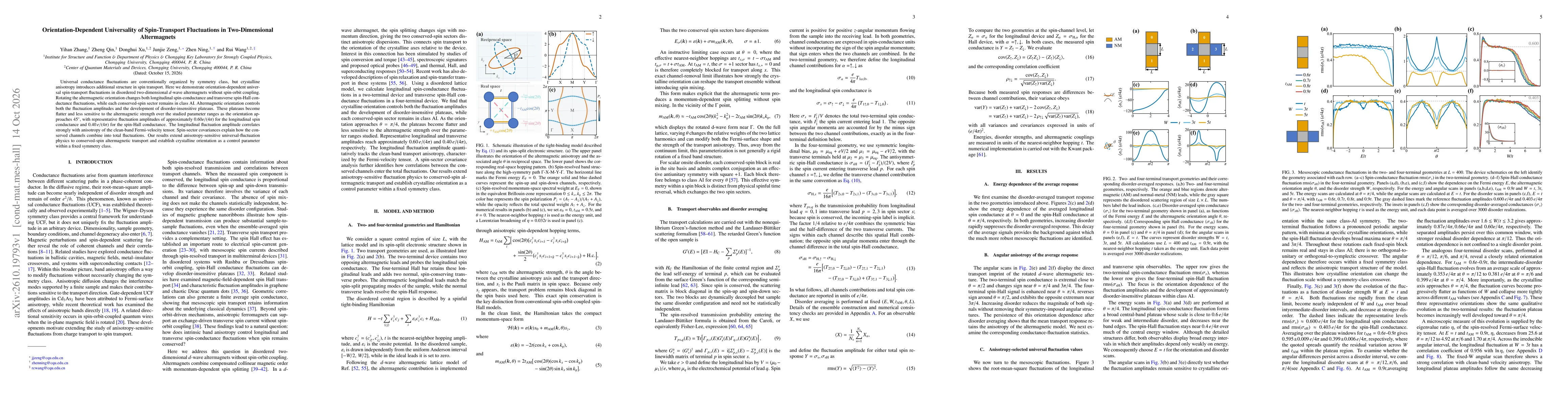 Thumbnail for Orientation-Dependent Universality of Spin-Transport Fluctuations in Two-Dimensional Altermagnets