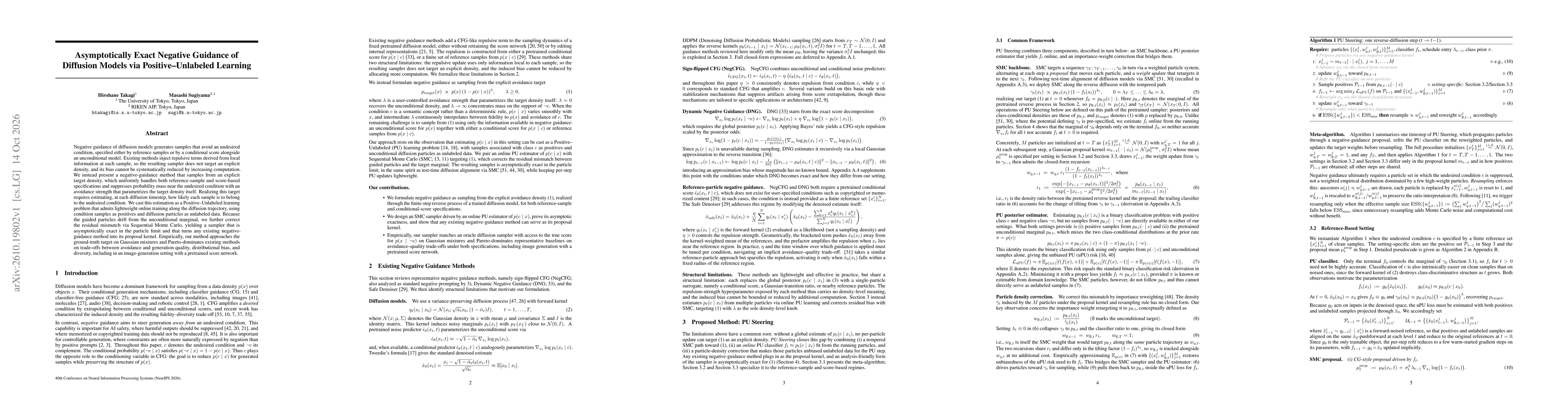 Thumbnail for Asymptotically Exact Negative Guidance of Diffusion Models via Positive-Unlabeled Learning