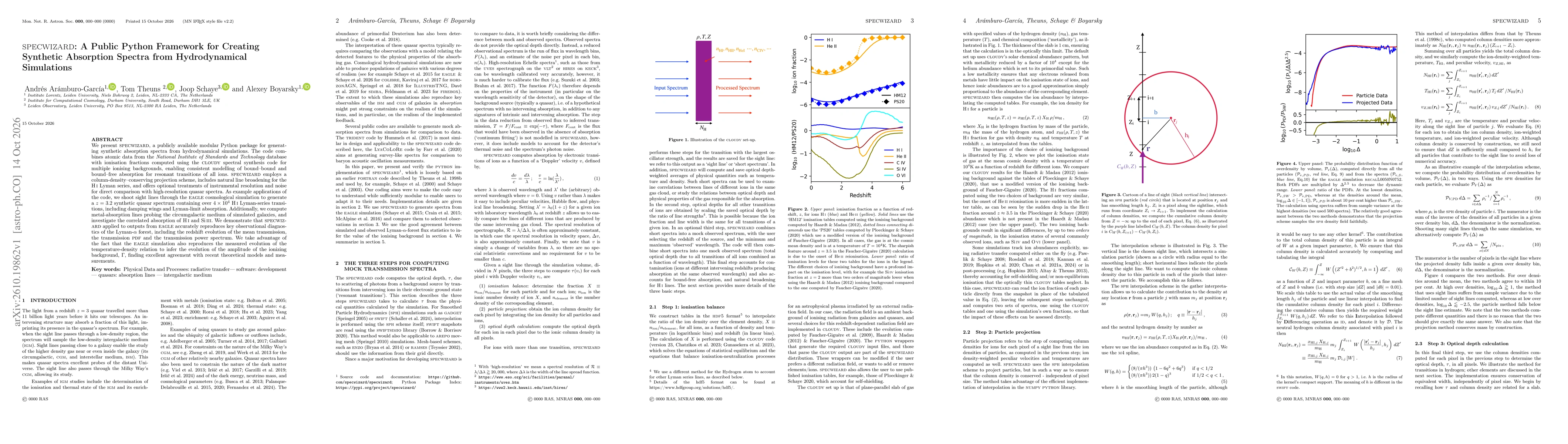 Thumbnail for specwizard: A Public Python Framework for Creating Synthetic Absorption Spectra from Hydrodynamical Simulations
