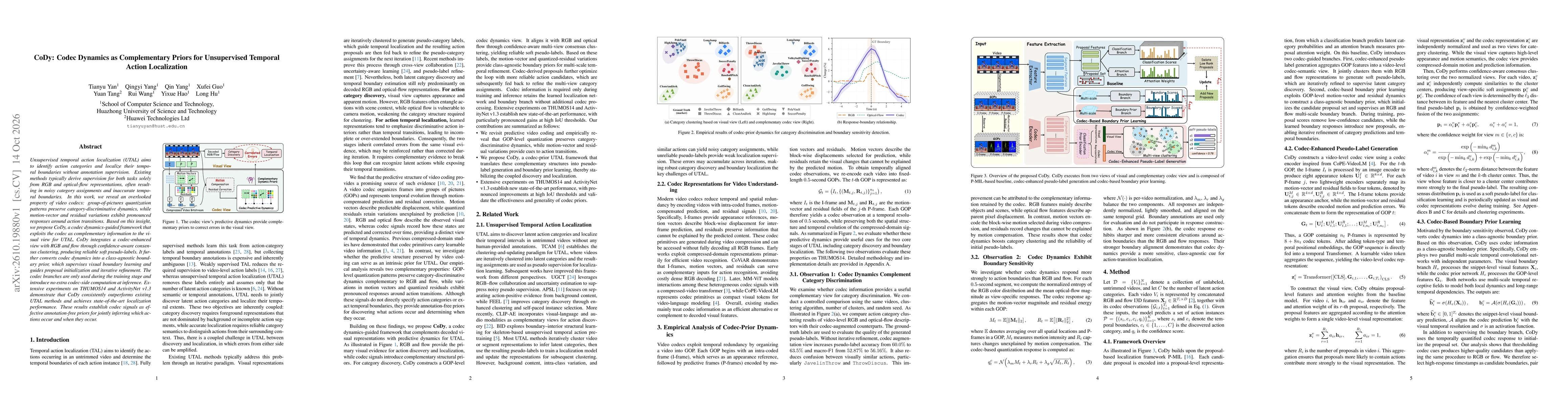 Thumbnail for CoDy: Codec Dynamics as Complementary Priors for Unsupervised Temporal Action Localization