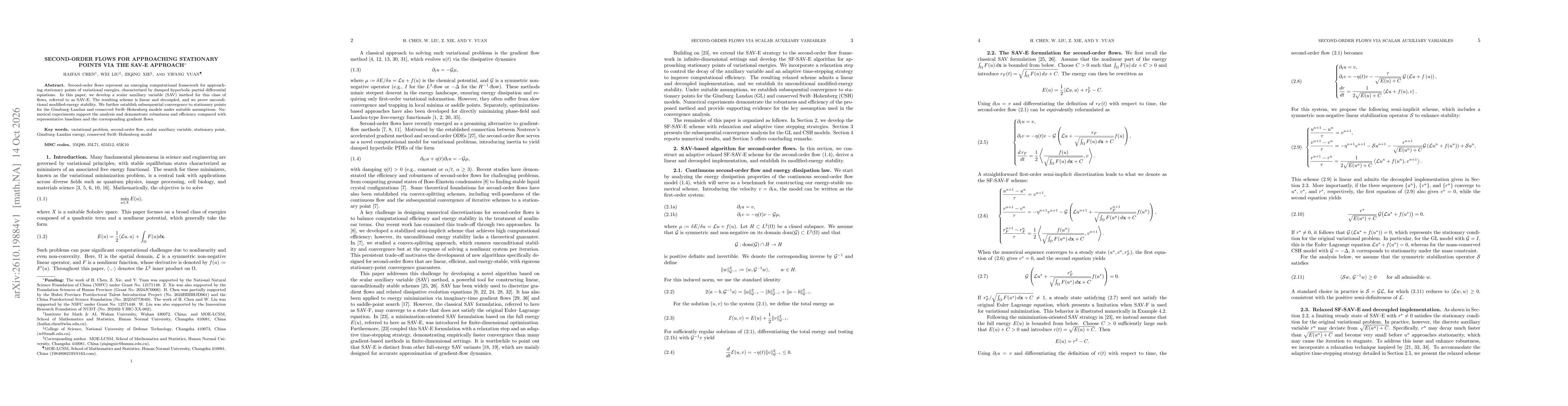 Thumbnail for Second-Order Flows for Approaching Stationary Points via the SAV-E Approach