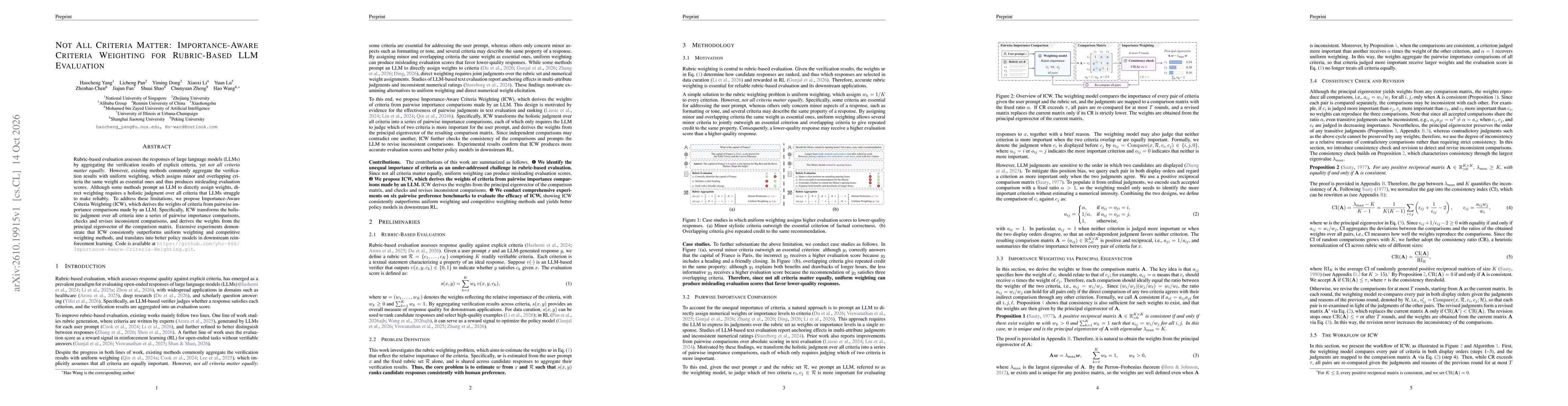 Thumbnail for Not All Criteria Matter: Importance-Aware Criteria Weighting for Rubric-Based LLM Evaluation