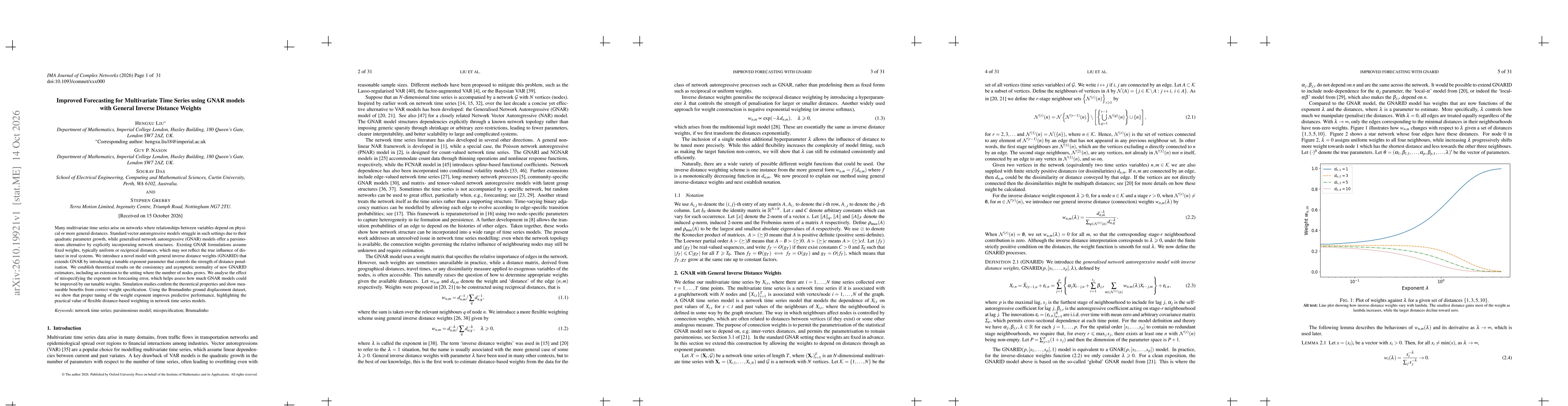 Thumbnail for Improved Forecasting for Multivariate Time Series using GNAR models with General Inverse Distance Weights