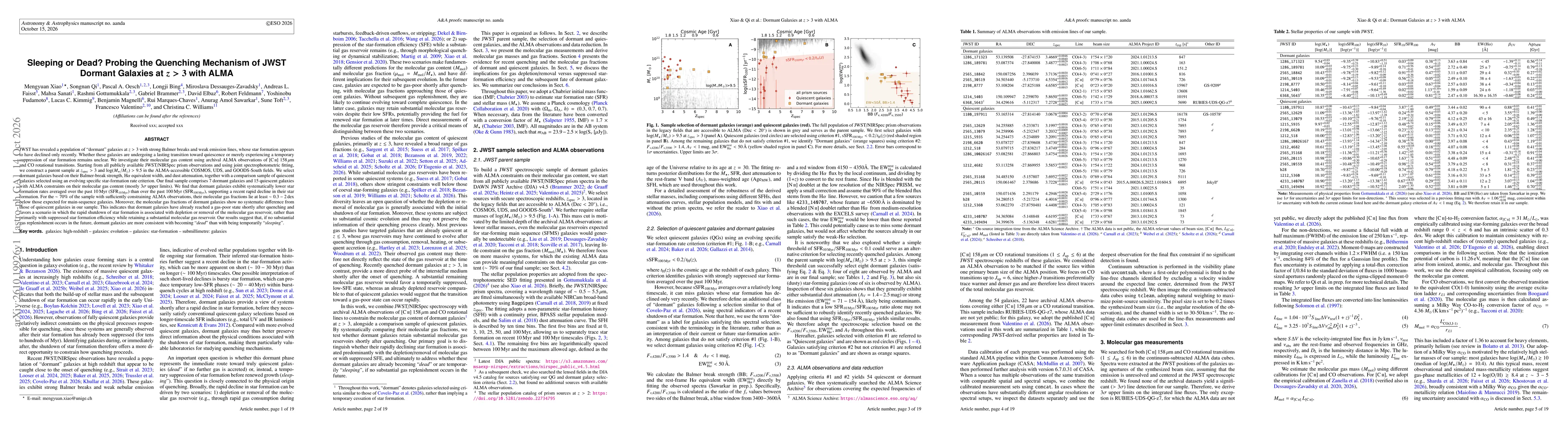 Thumbnail for Sleeping or Dead? Probing the Quenching Mechanism of JWST Dormant Galaxies at z > 3 with ALMA