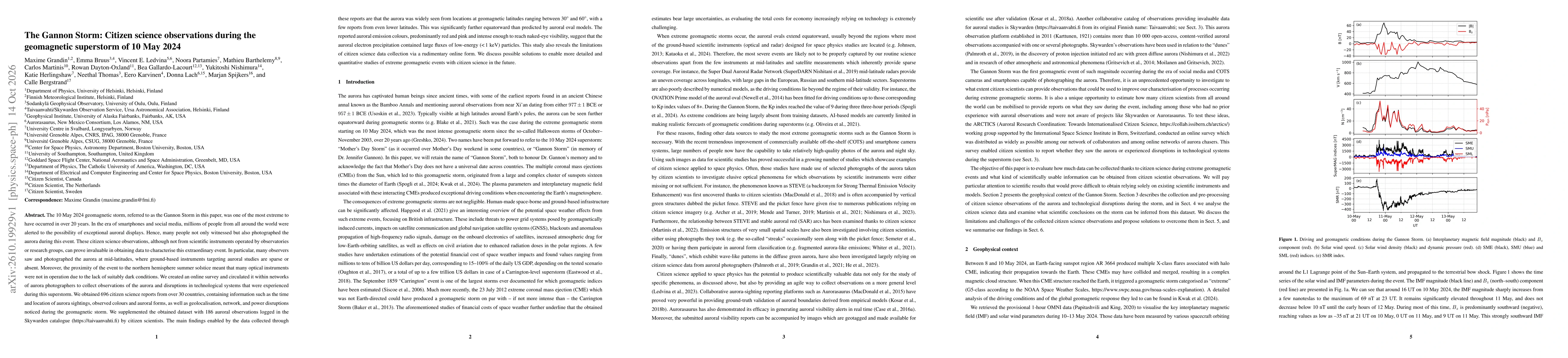 Thumbnail for The Gannon Storm: Citizen science observations during the geomagnetic superstorm of 10 May 2024