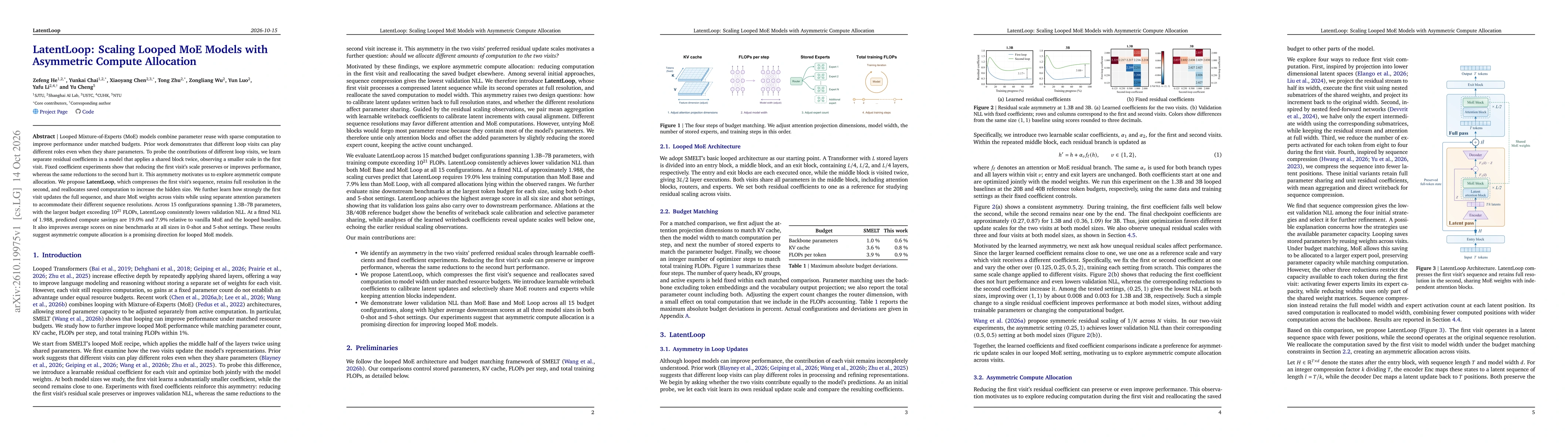 Thumbnail for LatentLoop: Scaling Looped MoE Models with Asymmetric Compute Allocation