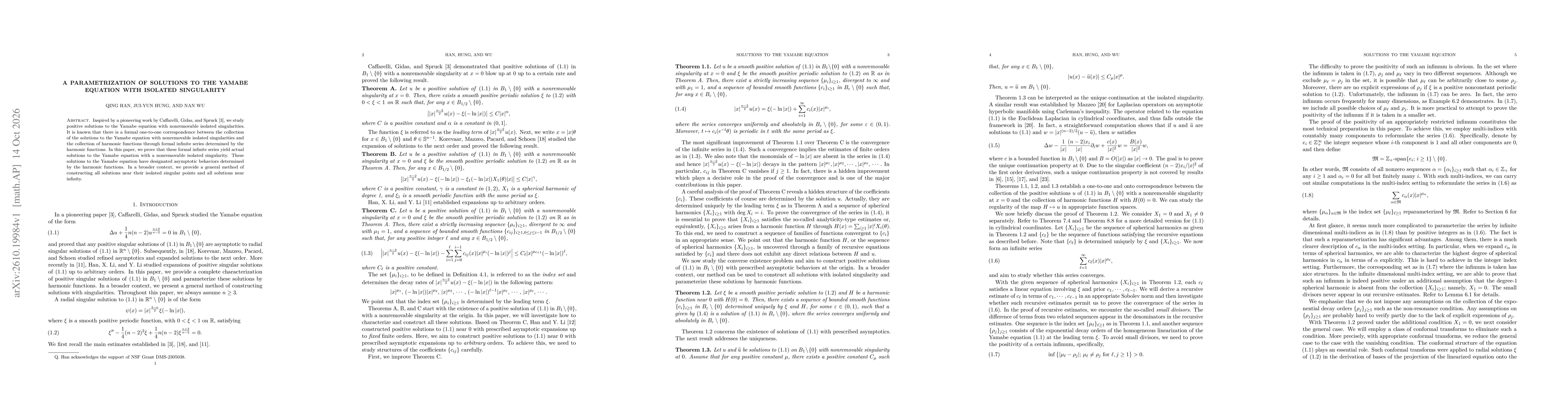 Thumbnail for A Parametrization of Solutions to the Yamabe Equation with Isolated Singularity