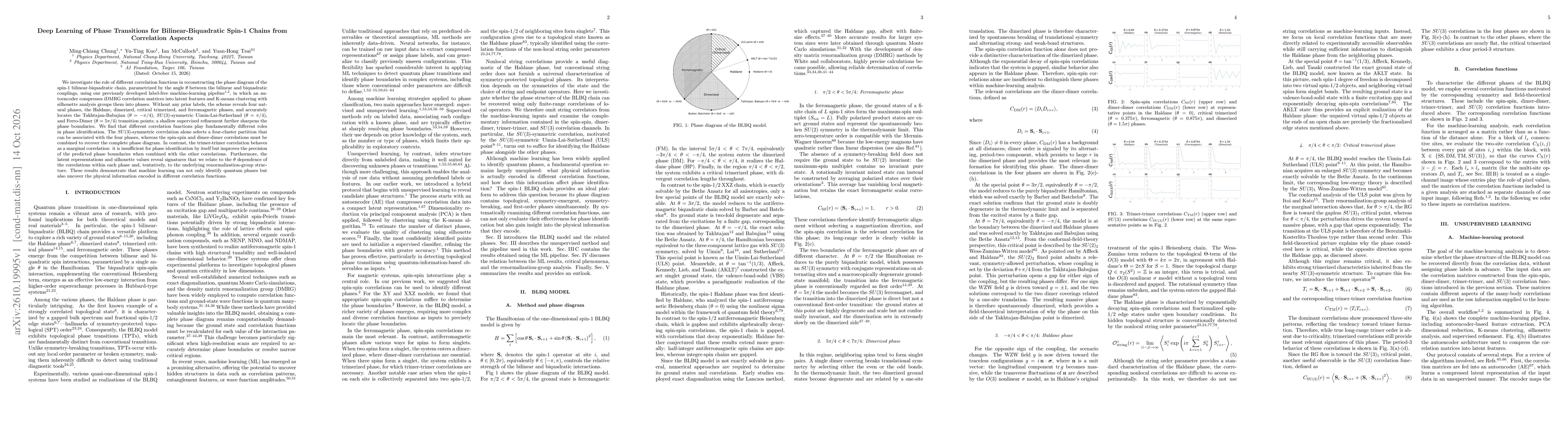 Thumbnail for Deep Learning of Phase Transitions for Bilinear-Biquadratic Spin-1 Chains from Correlation Aspects