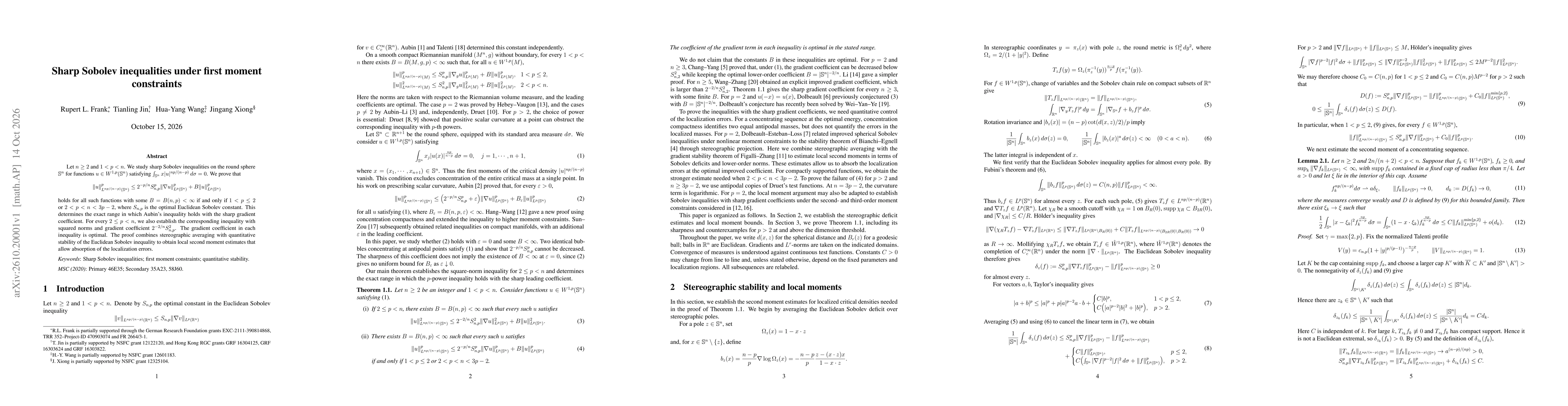 Thumbnail for Sharp Sobolev inequalities under first moment constraints