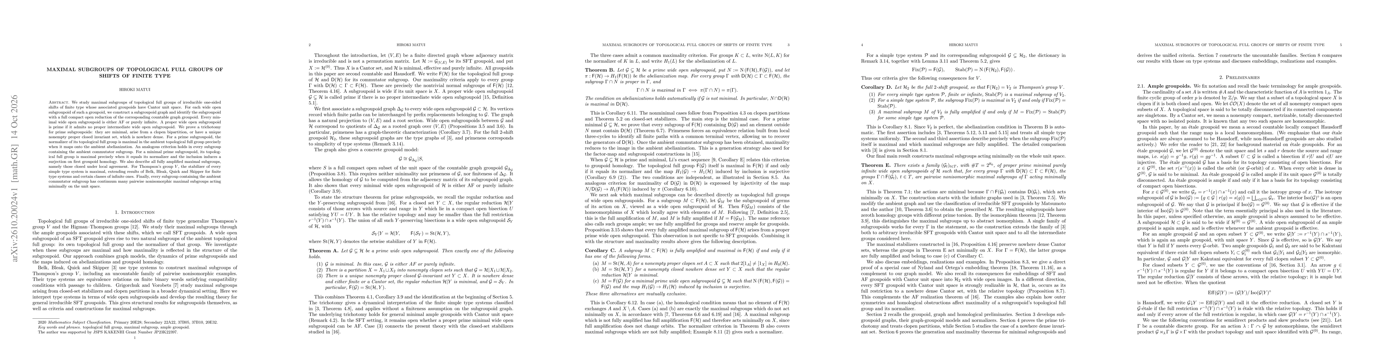 Thumbnail for Maximal subgroups of topological full groups of shifts of finite type