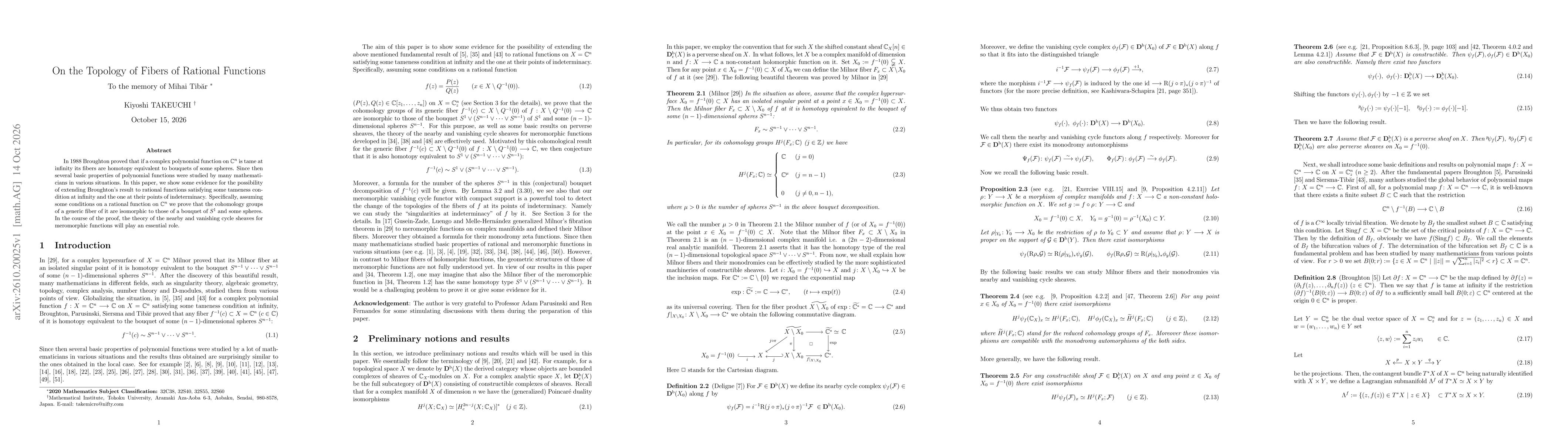 Thumbnail for On the Topology of Fibers of Rational Functions