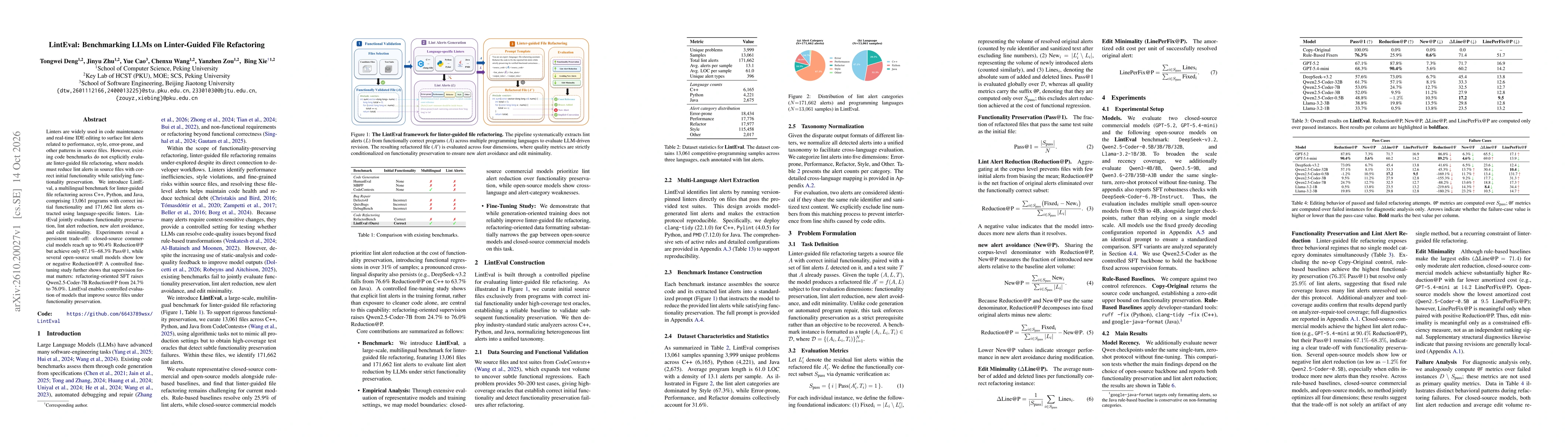 Thumbnail for LintEval: Benchmarking LLMs on Linter-Guided File Refactoring