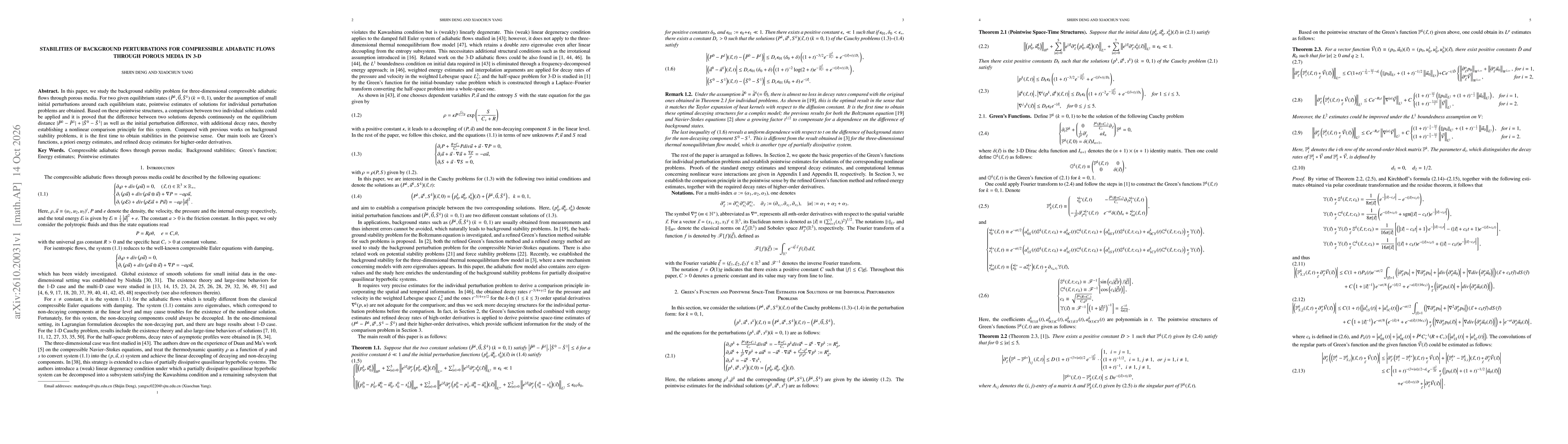 Thumbnail for Stabilities of Background Perturbations for Compressible Adiabatic Flows through Porous Media in 3-D