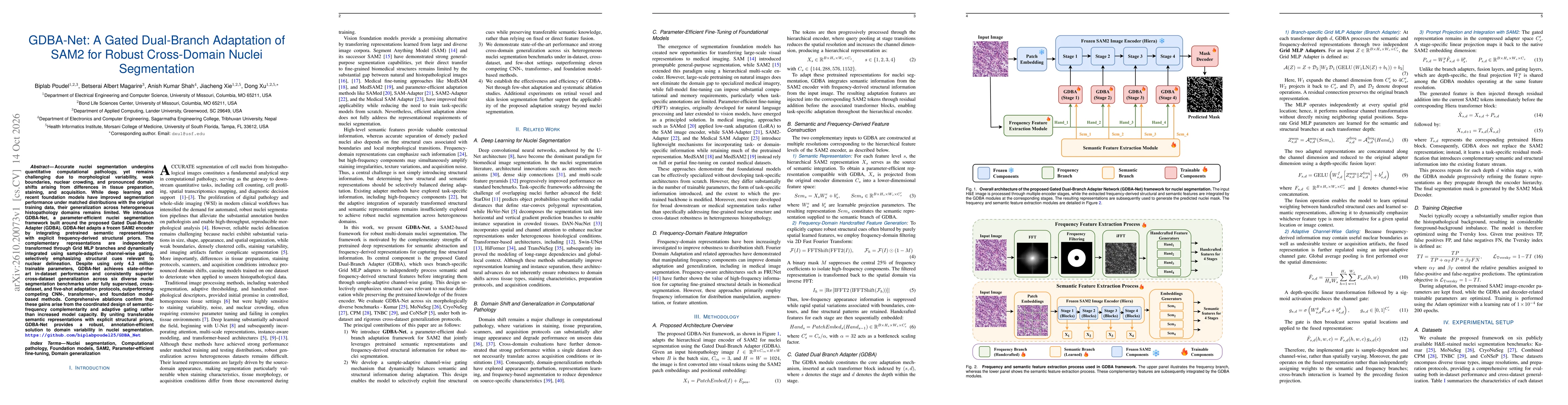 Thumbnail for GDBA-Net: A Gated Dual-Branch Adaptation of SAM2 for Robust Cross-Domain Nuclei Segmentation