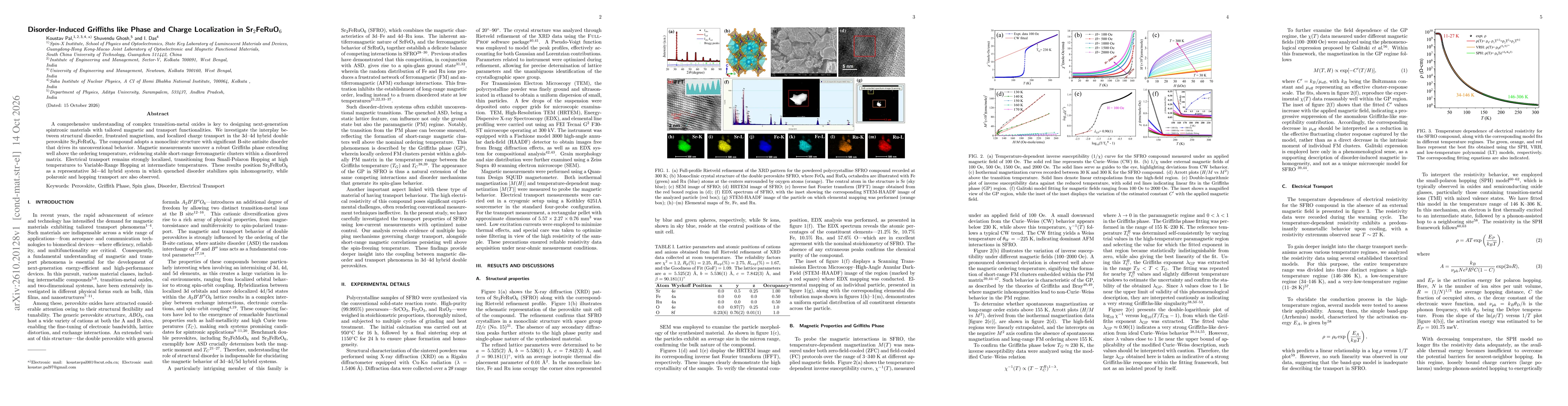 Thumbnail for Disorder-Induced Griffiths like Phase and Charge Localization in Sr2FeRuO6