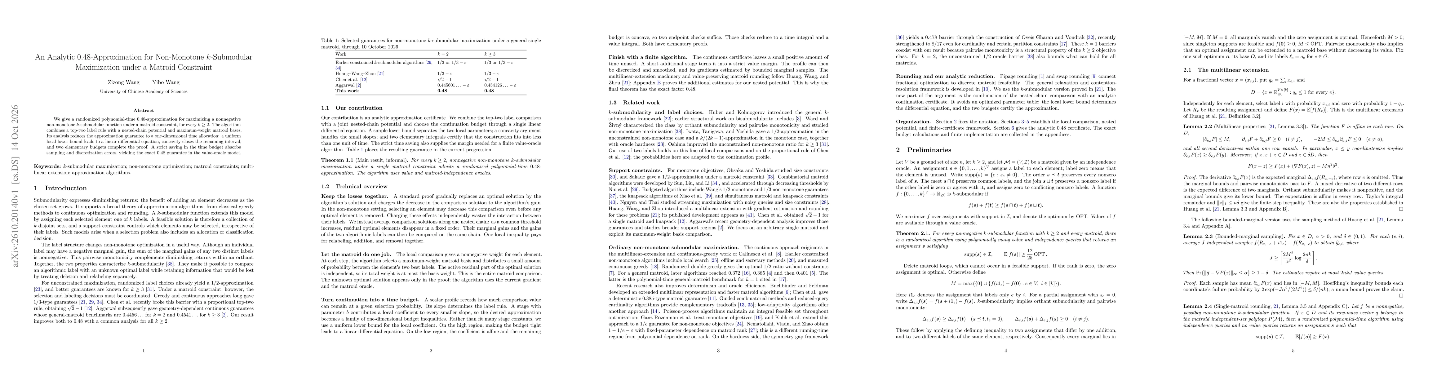 Thumbnail for An Analytic 0.48-Approximation for Non-Monotone k-Submodular Maximization under a Matroid Constraint