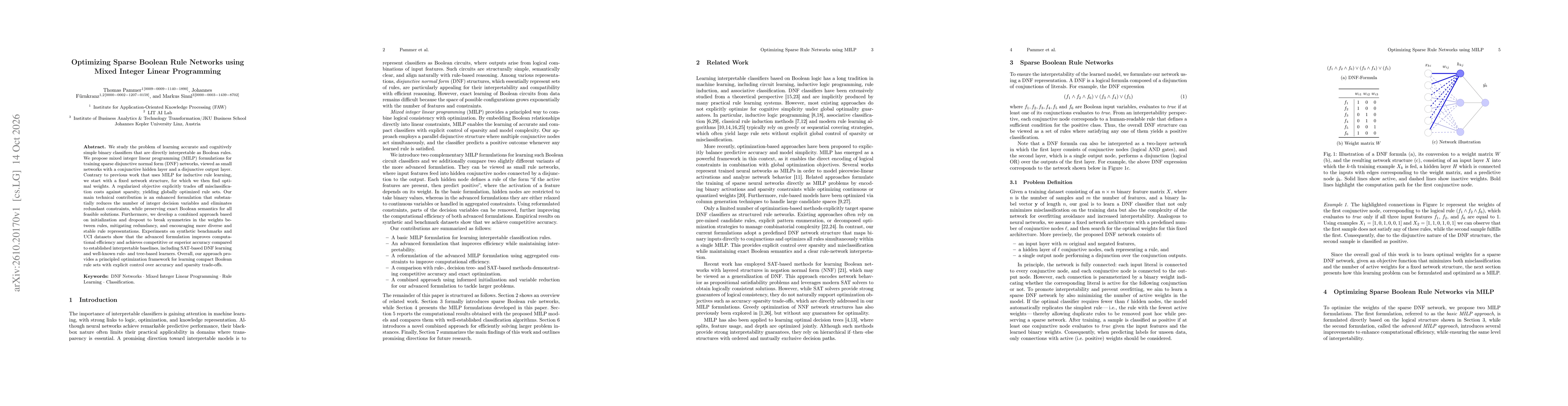 Thumbnail for Optimizing Sparse Boolean Rule Networks using Mixed Integer Linear Programming