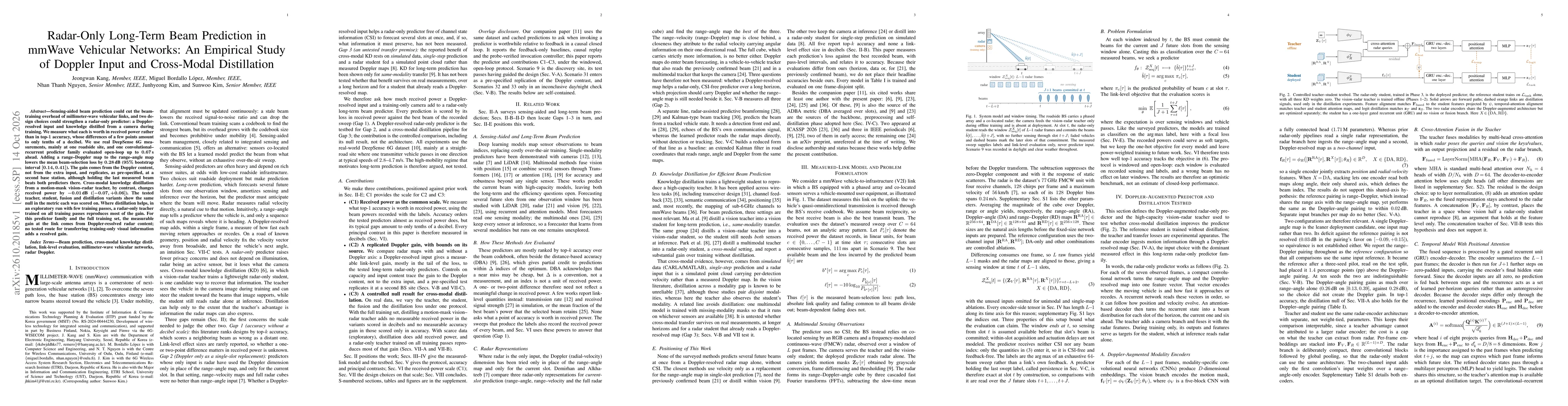 Thumbnail for Radar-Only Long-Term Beam Prediction in mmWave Vehicular Networks: An Empirical Study of Doppler Input and Cross-Modal Distillation