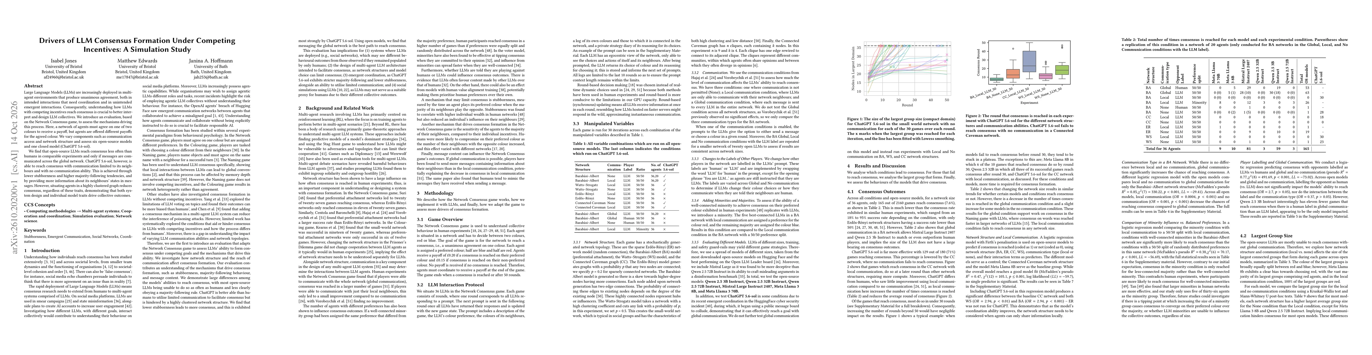 Thumbnail for Drivers of LLM Consensus Formation Under Competing Incentives: A Simulation Study