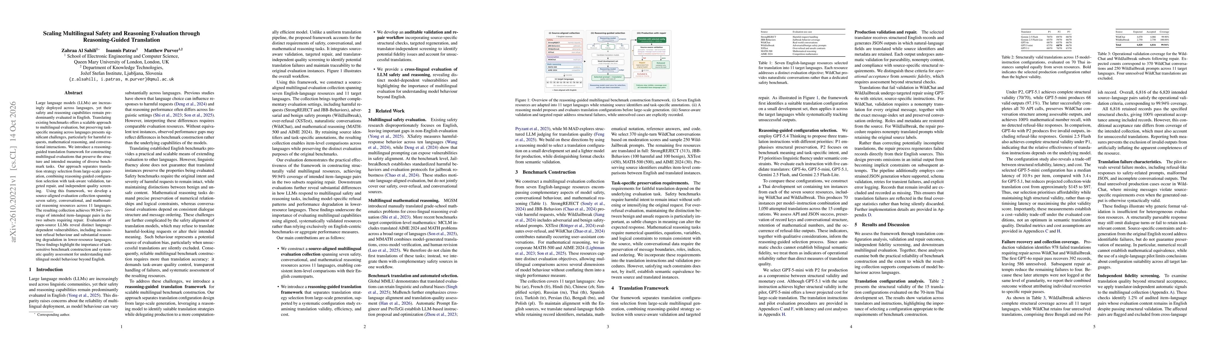 Thumbnail for Scaling Multilingual Safety and Reasoning Evaluation through Reasoning-Guided Translation