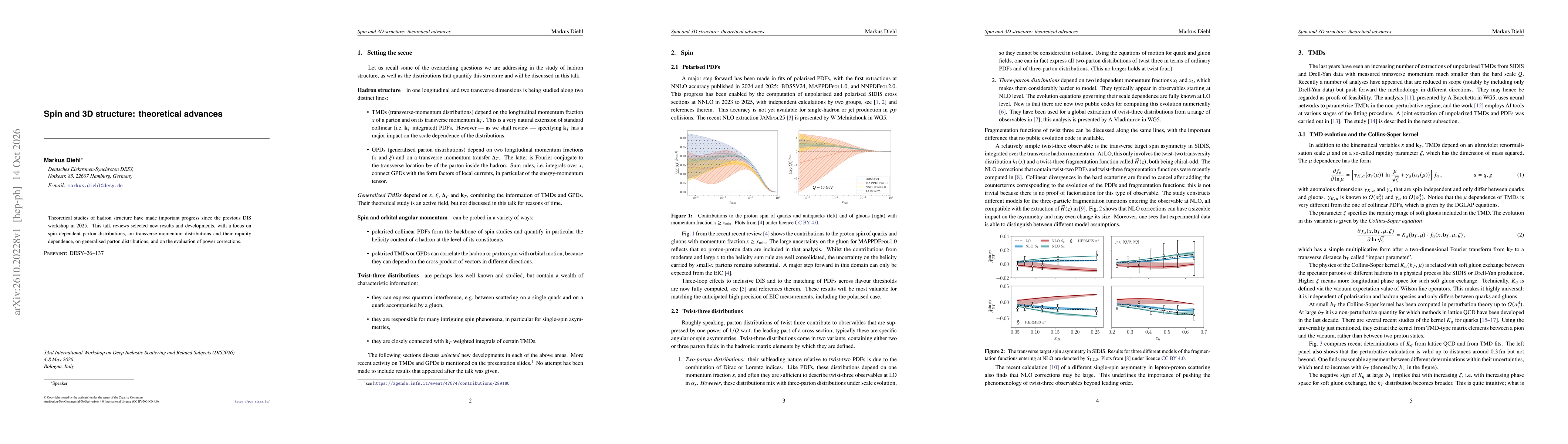 Thumbnail for Spin and 3D structure: theoretical advances