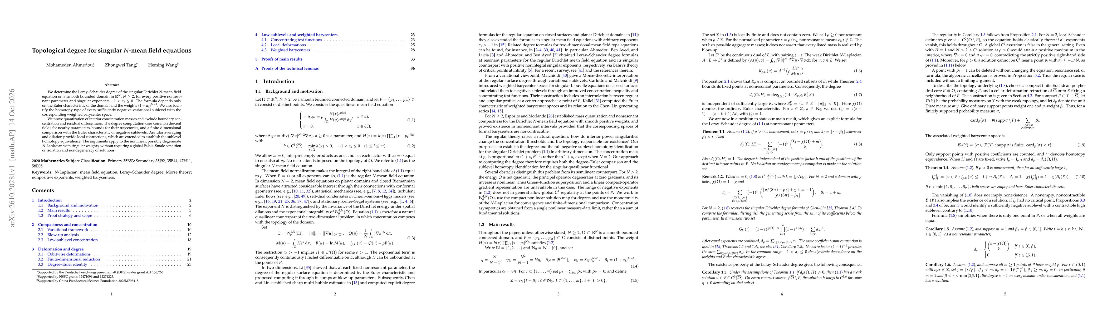 Thumbnail for Topological degree for singular $N$-mean field equations