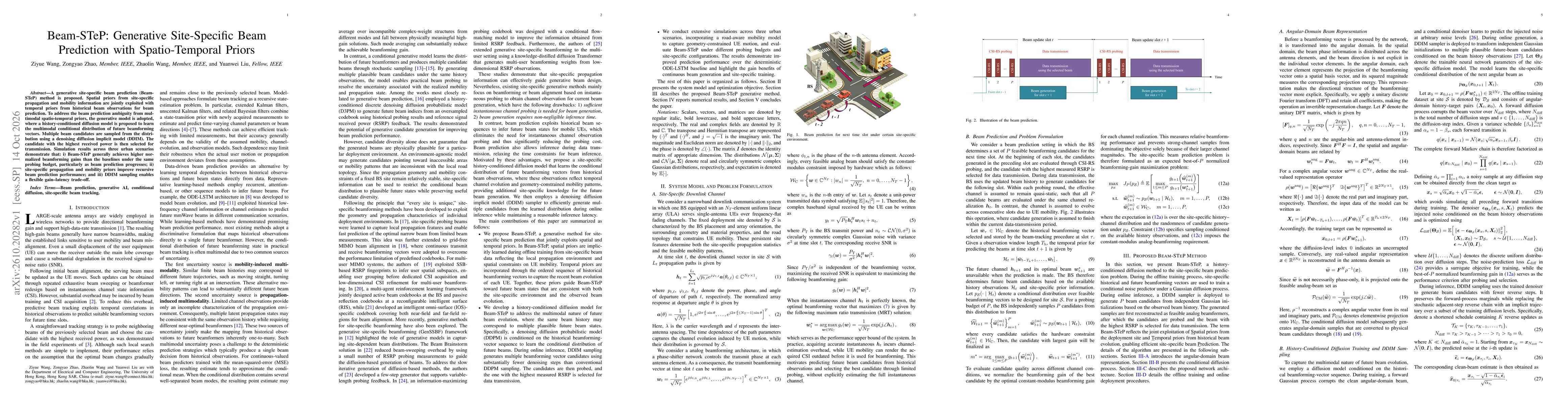Thumbnail for Beam-STeP: Generative Site-Specific Beam Prediction with Spatio-Temporal Priors