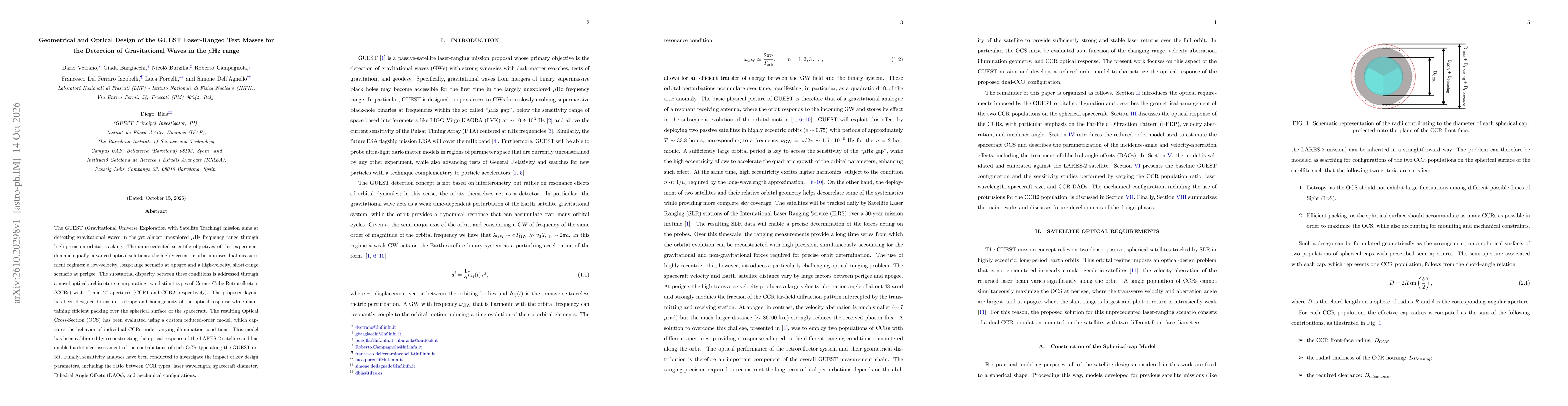 Thumbnail for Geometrical and Optical Design of the GUEST Laser-Ranged Test Masses for the Detection of Gravitational Waves in the $μ$Hz range