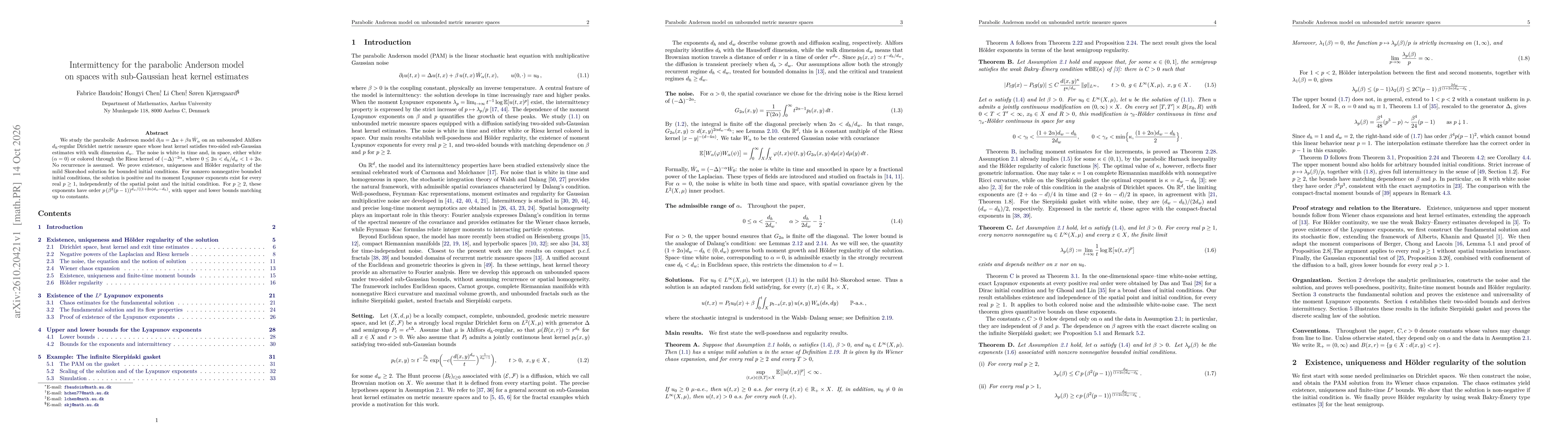 Thumbnail for Intermittency for the parabolic Anderson model on spaces with sub-Gaussian heat kernel estimates