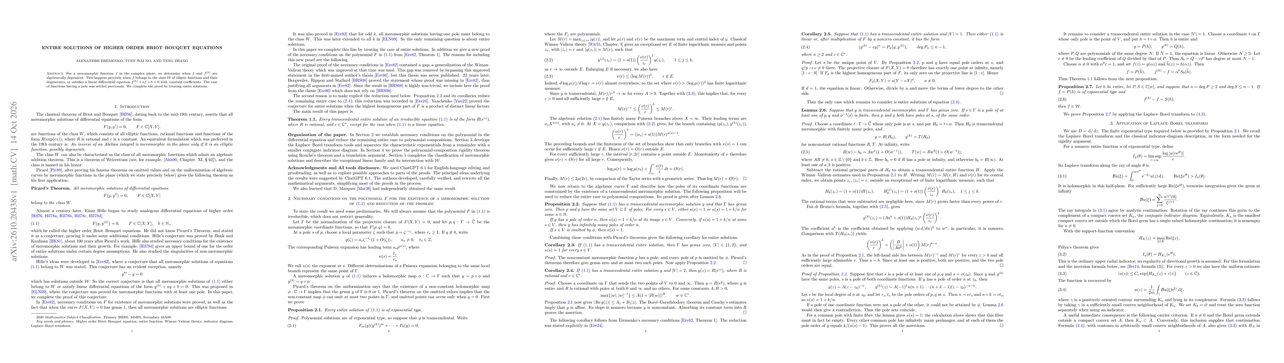 Thumbnail for Entire solutions of higher order Briot-Bouquet equations