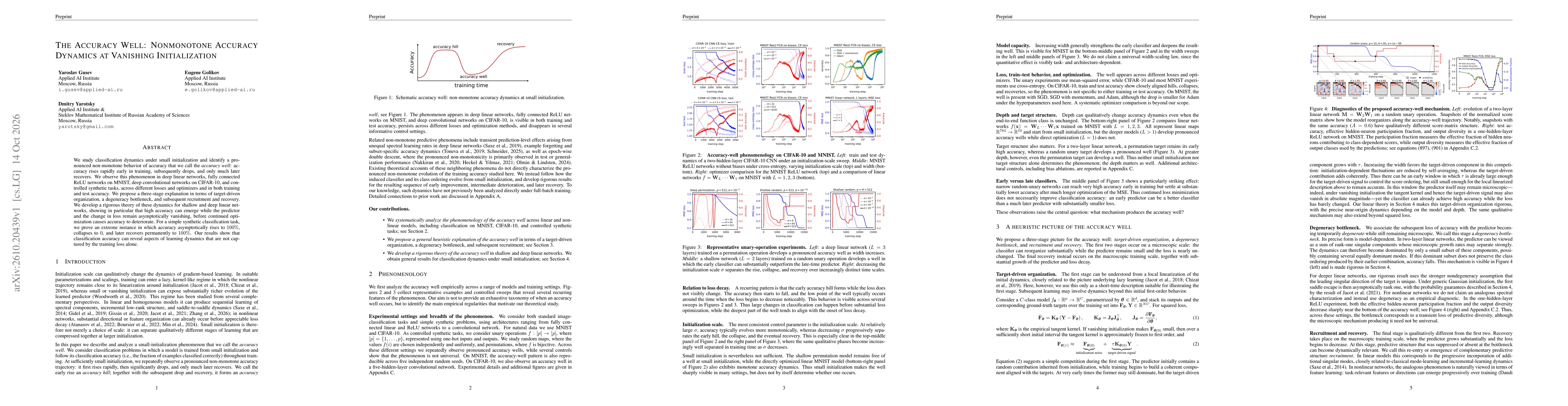 Thumbnail for The Accuracy Well: Nonmonotone Accuracy Dynamics at Vanishing Initialization