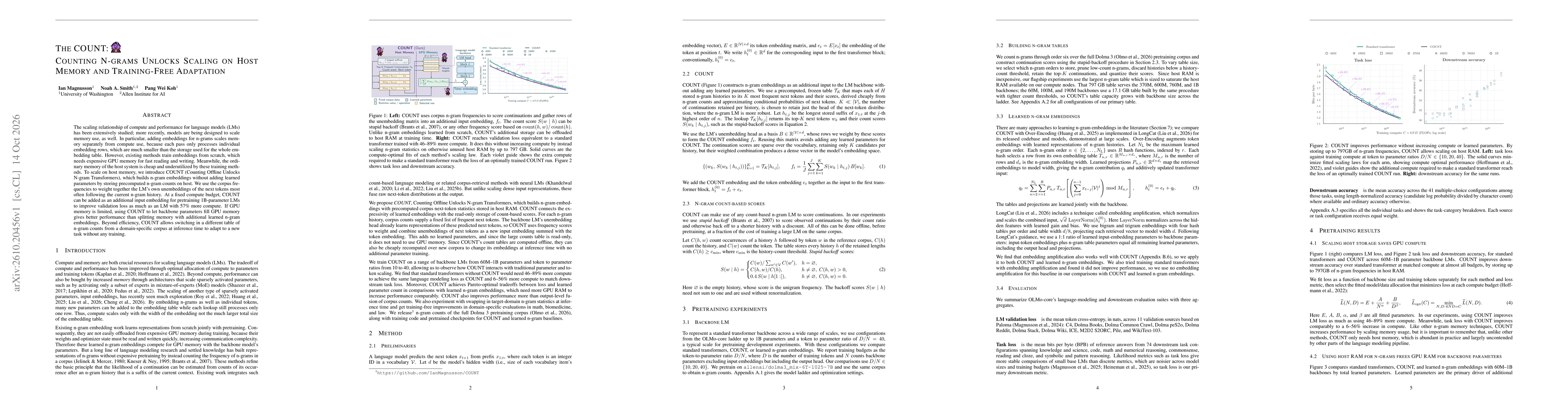 Thumbnail for The COUNT: Counting N-grams Unlocks Scaling on Host Memory and Training-Free Adaptation