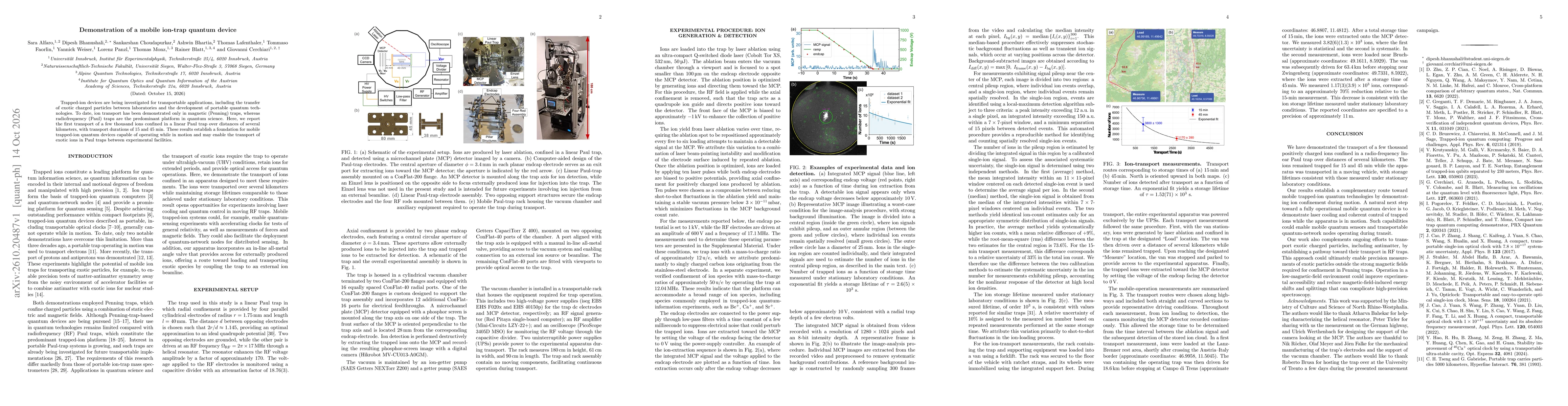 Thumbnail for Demonstration of a mobile ion-trap quantum device