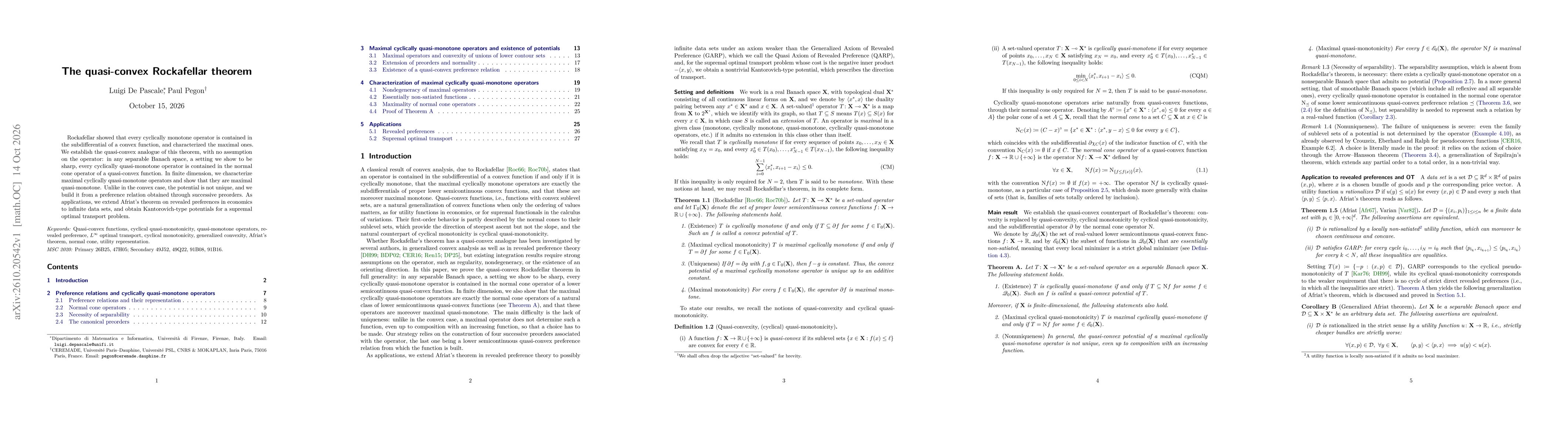 Thumbnail for The quasi-convex Rockafellar theorem