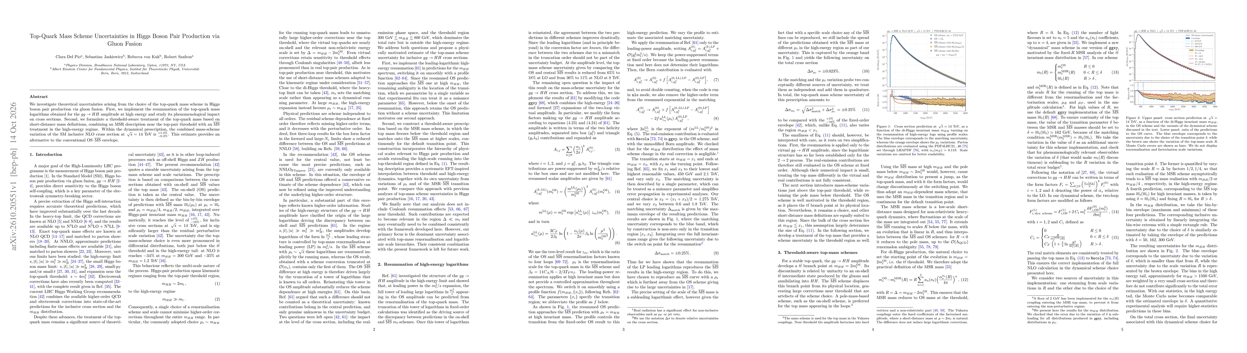 Thumbnail for Top-Quark Mass Scheme Uncertainties in Higgs Boson Pair Production via Gluon Fusion