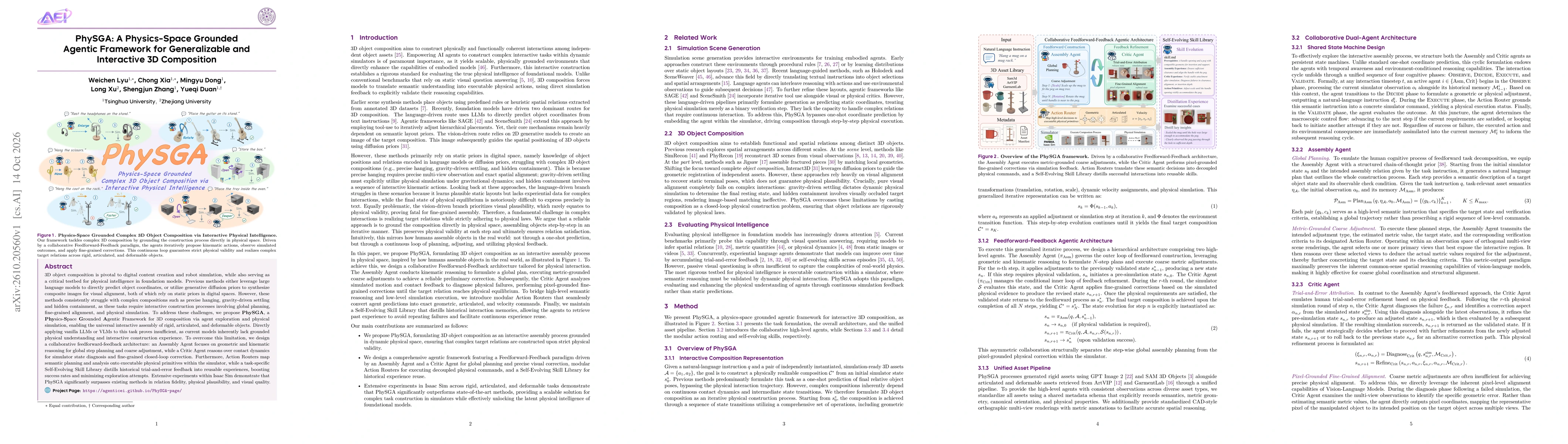 Thumbnail for PhySGA: A Physics-Space Grounded Agentic Framework for Generalizable and Interactive 3D Composition