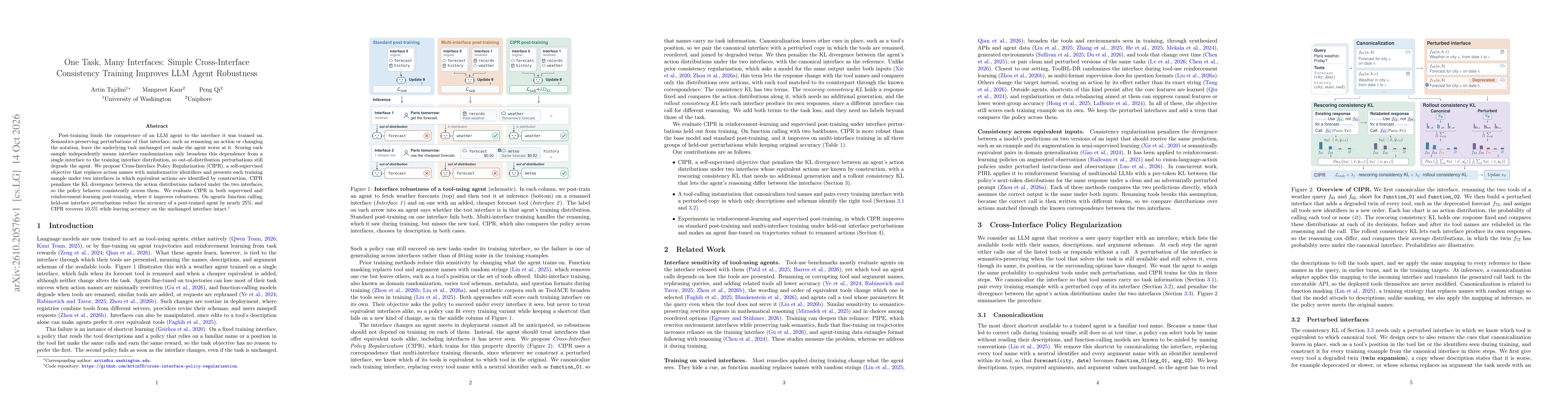 Thumbnail for One Task, Many Interfaces: Simple Cross-Interface Consistency Training Improves LLM Agent Robustness