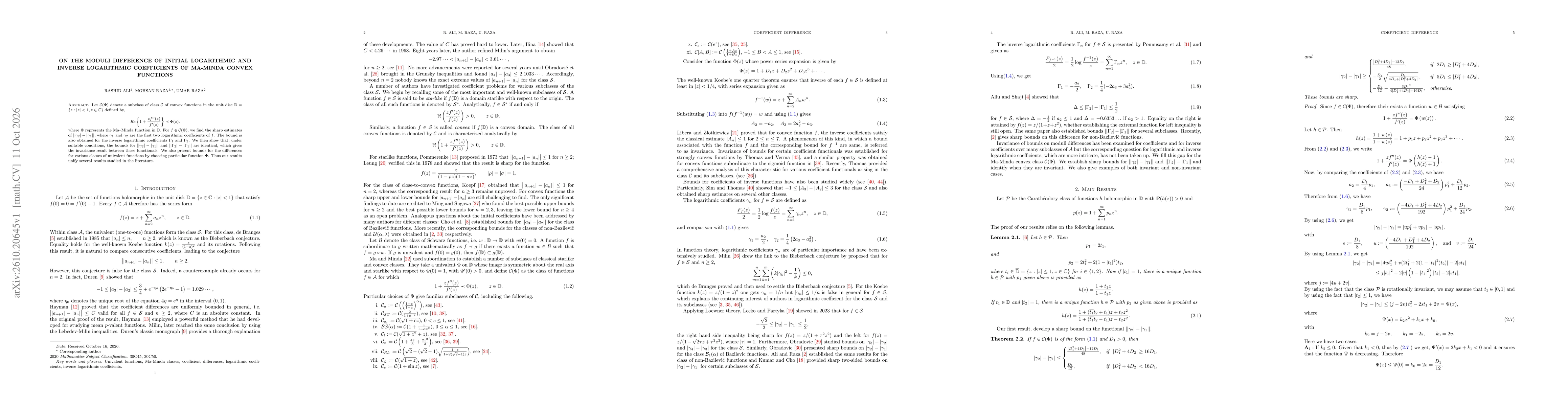 Thumbnail for On the Moduli Difference of Initial Logarithmic and Inverse Logarithmic Coefficients of Ma-Minda Convex Functions