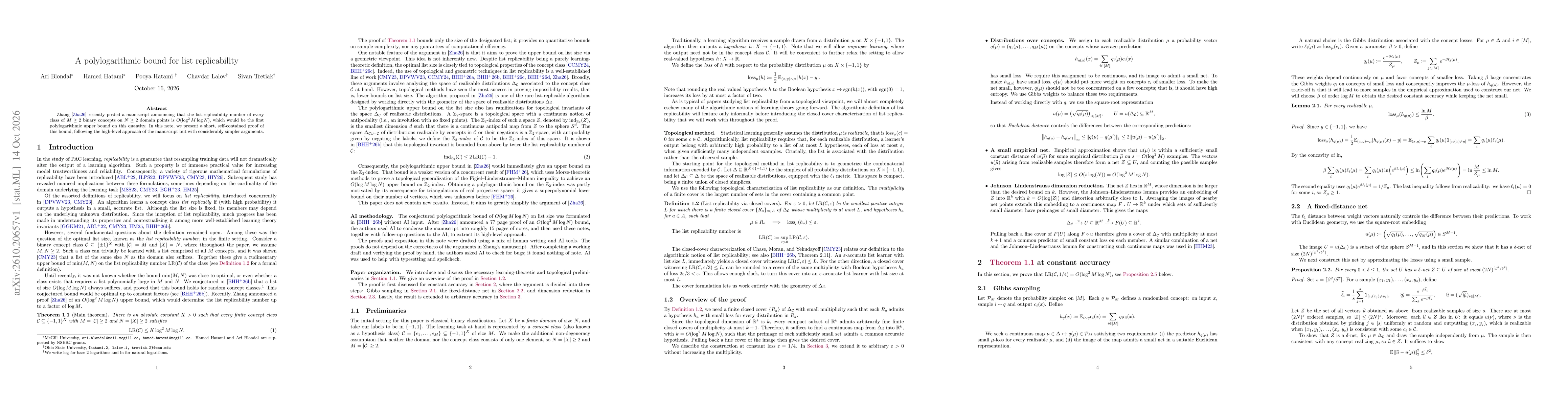 Thumbnail for A polylogarithmic bound for list replicability