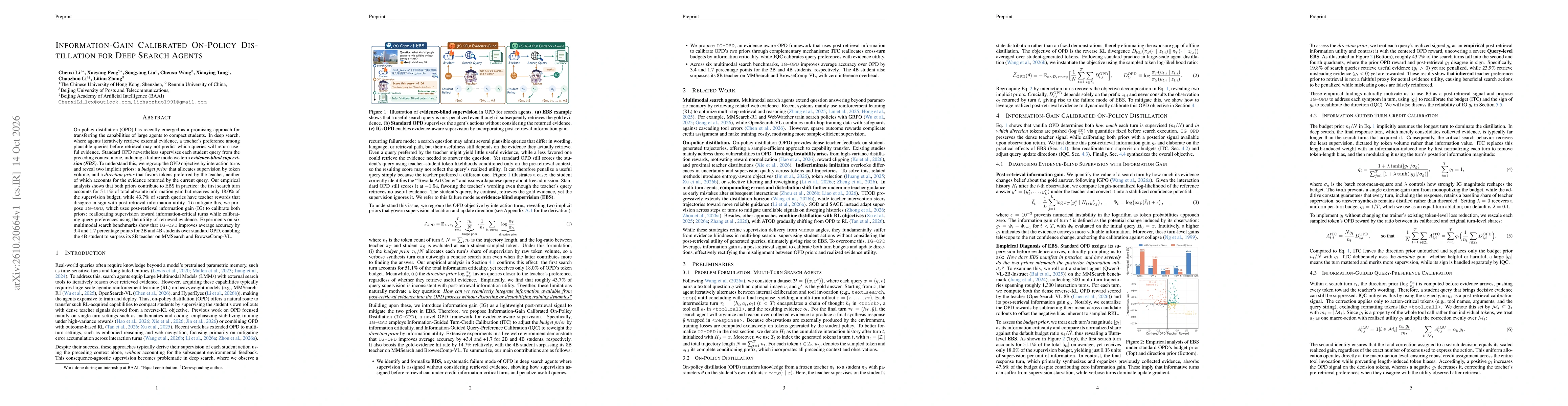 Thumbnail for Information-Gain Calibrated On-Policy Distillation for Deep Search Agents