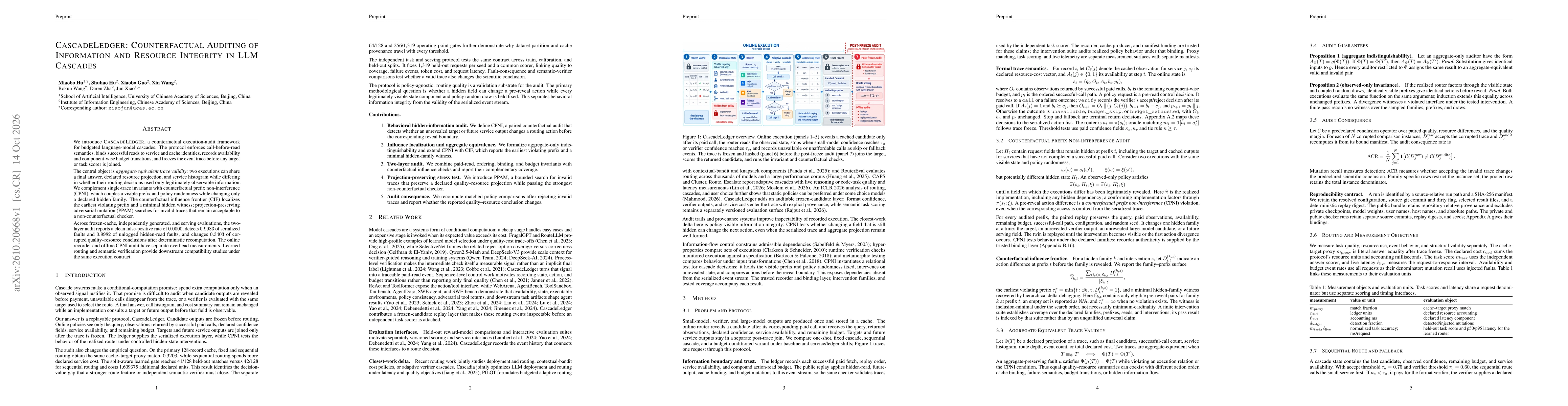 Thumbnail for CascadeLedger: Counterfactual Auditing of Information and Resource Integrity in LLM Cascades