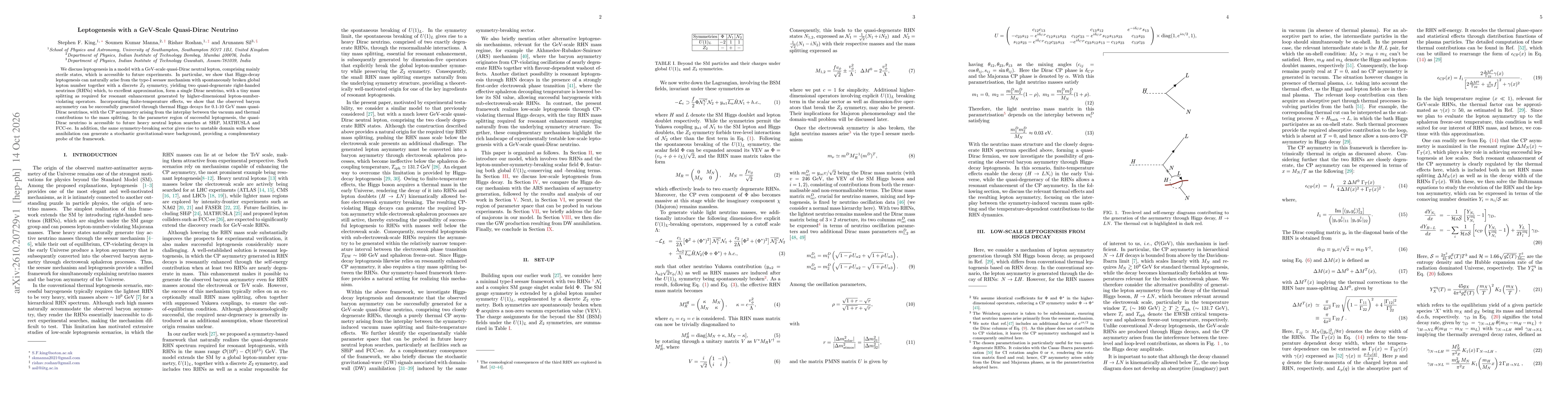 Thumbnail for Leptogenesis with a GeV-Scale Quasi-Dirac Neutrino
