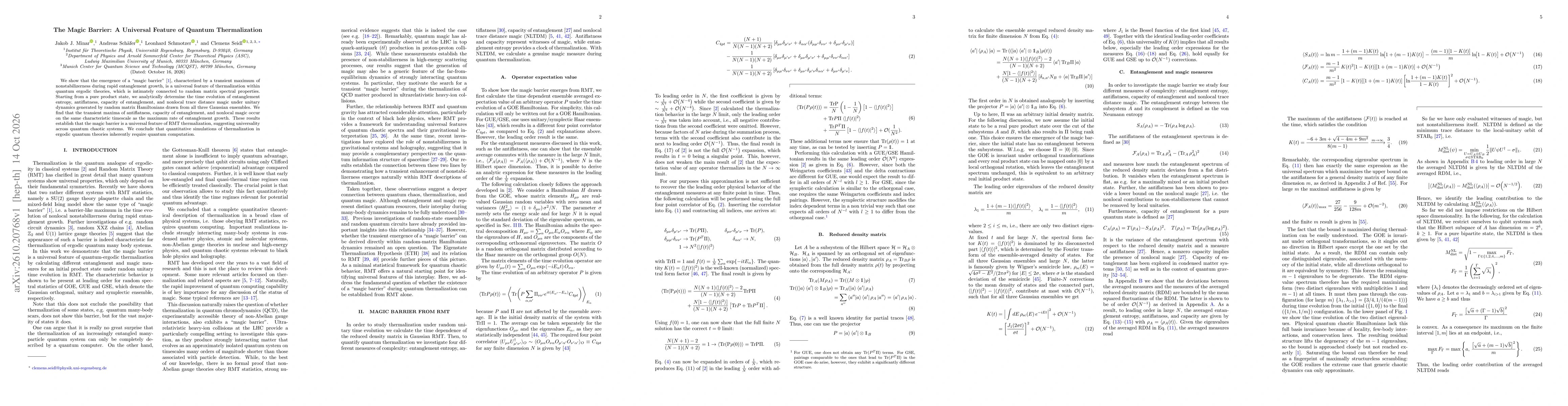 Thumbnail for The Magic Barrier: A Universal Feature of Quantum Thermalization